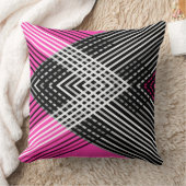 明るいピンクのストライプネオンバックに白黒の クッション (ブランケット)