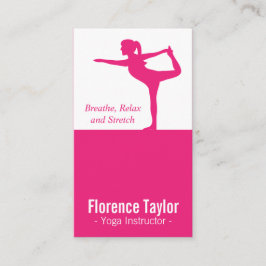 明るいピンクのストレッチシルエット(ヨガインストラクター) 名刺