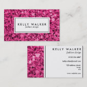 明るいピンクのスパンコールの名刺 名刺 (正面/裏面)