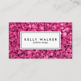 明るいピンクのスパンコールの名刺 名刺