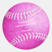 明るいピンクのソフトボールスポーツ感謝していパーティーyou ラウンドシール (正面)