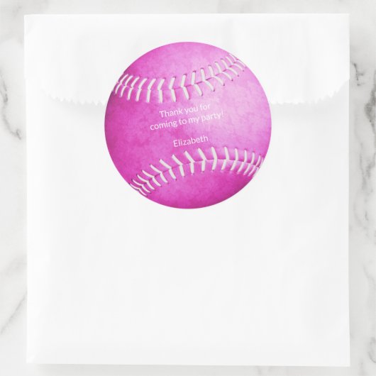 明るいピンクのソフトボールスポーツ感謝していパーティーyou ラウンドシール (バッグ)