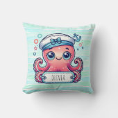 明るいピンクのタコ持ち名看板 クッション (正面)