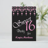 明るいピンクのダイヤモンドカーテンスイート16パーティー 招待状 (スタンド正面)