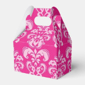 明るいピンクのダマスクの結婚式 フェイバーボックス (正面サイド)