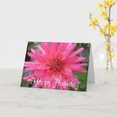 明るいピンクのダリアのバースデー・カード カード (黄色い花)