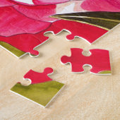 明るいピンクのツバキの水彩アートフラワー ジグソーパズル (側面)