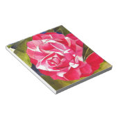 明るいピンクのツバキの水彩アートフラワー ノートパッド (アングル)