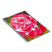 明るいピンクのツバキの水彩アートフラワー ノートブック (右側)