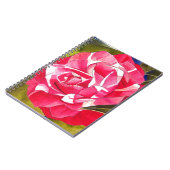 明るいピンクのツバキの水彩アートフラワー ノートブック (左側)