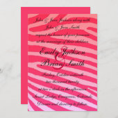 明るいピンクのネオンゼブラストライプ結婚式招待状 招待状 (正面/裏面)