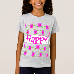 明るいピンクのハッピーティー Tシャツ