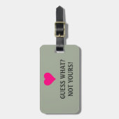 明るいピンクのハートおもしろいは何を推測する?お前じゃない! ラゲッジタグ (正面縦)
