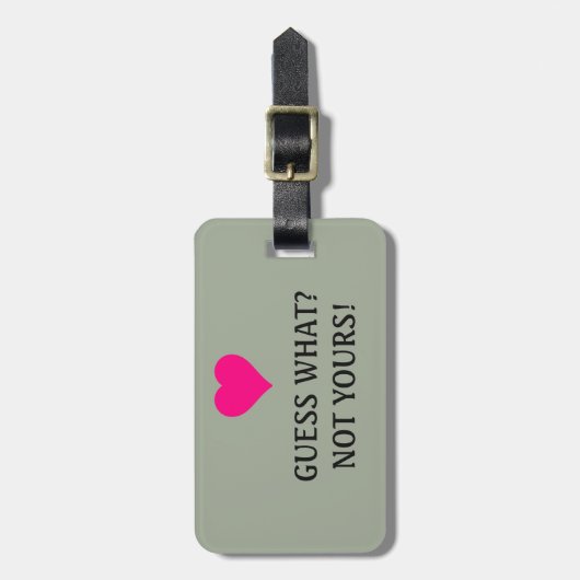 明るいピンクのハートおもしろいは何を推測する?お前じゃない! ラゲッジタグ (正面縦)