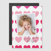 明るいピンクのハート写真バレンタインデーのカード (正面/裏面)