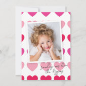 明るいピンクのハート写真バレンタインデー ノートカード (正面)