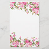 明るいピンクのバラそして陰刻フレーム 便箋 (正面)