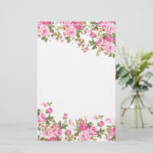 明るいピンクのバラそして陰刻フレーム 便箋 (スタンド正面)