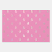 明るいピンクのバラとヒョウの唇 ラッピングペーパーシート (正面3)