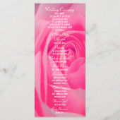 明るいピンクのバラのフローラ教会の結婚式プログラム プログラム (裏面)