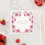 明るいピンクのバラの結婚式 スタンダードカクテルナプキン (インサイチュ)
