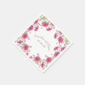 明るいピンクのバラの結婚式 スタンダードカクテルナプキン (角)