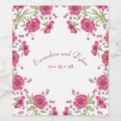 明るいピンクのバラの結婚式 ワインラベル (シングルラベル)