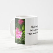 明るいピンクのバラの花柄の写真 コーヒーマグカップ (正面左)