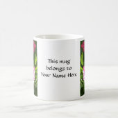 明るいピンクのバラの花柄の写真 コーヒーマグカップ (中央)