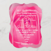 明るいピンクのバラの花結婚のフローラ 招待状 (正面/裏面)