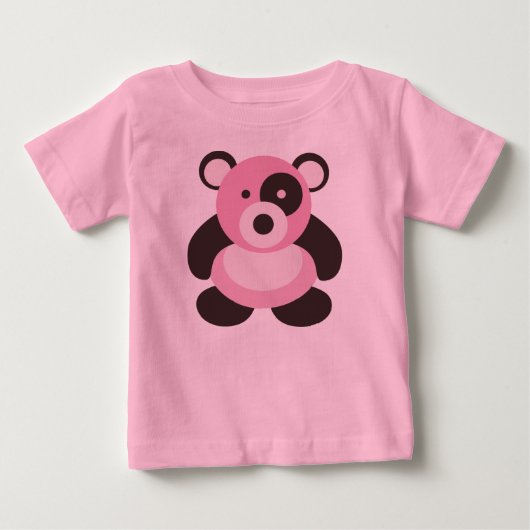 明るいピンクのパンダくま ベビーTシャツ (正面)