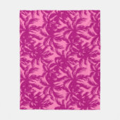 明るいピンクのパーム模様 フリースブランケット (正面)