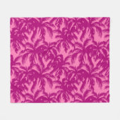 明るいピンクのパーム模様 フリースブランケット (正面(横))