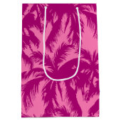 明るいピンクのパーム模様 ミディアムペーパーバッグ (裏面)