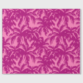明るいピンクのパーム模様 ラッピングペーパー (フラット)
