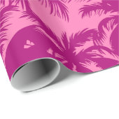 明るいピンクのパーム模様 ラッピングペーパー (ロールコーナー)