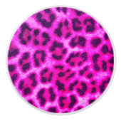 明るいピンクのヒョウ柄 セラミックノブ (正面)