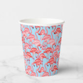 明るいピンクのフラミンゴオンブルー 紙コップ (右)