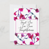 明るいピンクのフローラの結婚水色 サンキューカード (正面)