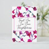 明るいピンクのフローラの結婚水色 サンキューカード (スタンド正面)