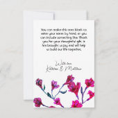 明るいピンクのフローラの結婚水色 サンキューカード (裏面)