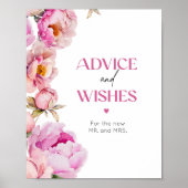 明るいピンクのフローラアドバイスと新婚への願い ポスター (正面)