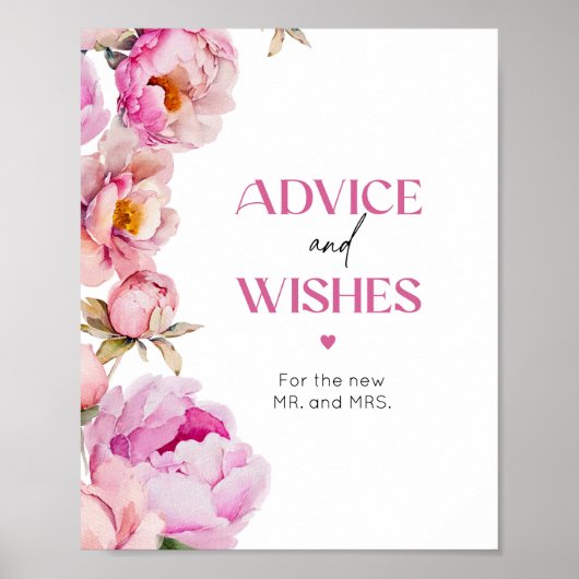 明るいピンクのフローラアドバイスと新婚への願い ポスター (正面)