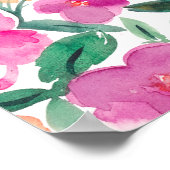 明るいピンクのフローラスクリプトブライダルシャワーへようこそ ポスター (角)