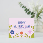 明るいピンクのフローラハッピーマザーズデイ ポストカード (スタンド正面)