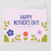 明るいピンクのフローラハッピーマザーズデイ ポストカード (正面)