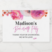 明るいピンクのフローラバチェロレッテ スパークリングワインラベル (シングルラベル)