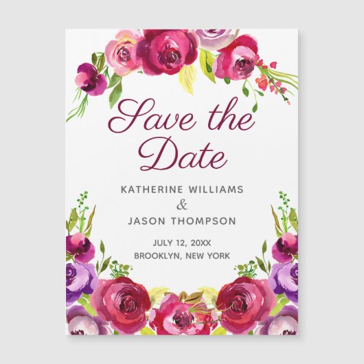 明るいピンクのフローラ日付磁気カードを保存 (正面)