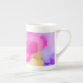 明るいピンクのフローラ水色マグカップ ボーンチャイナマグカップ (右)