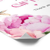 明るいピンクのフローラ牡丹カードとギフト ポスター (角)